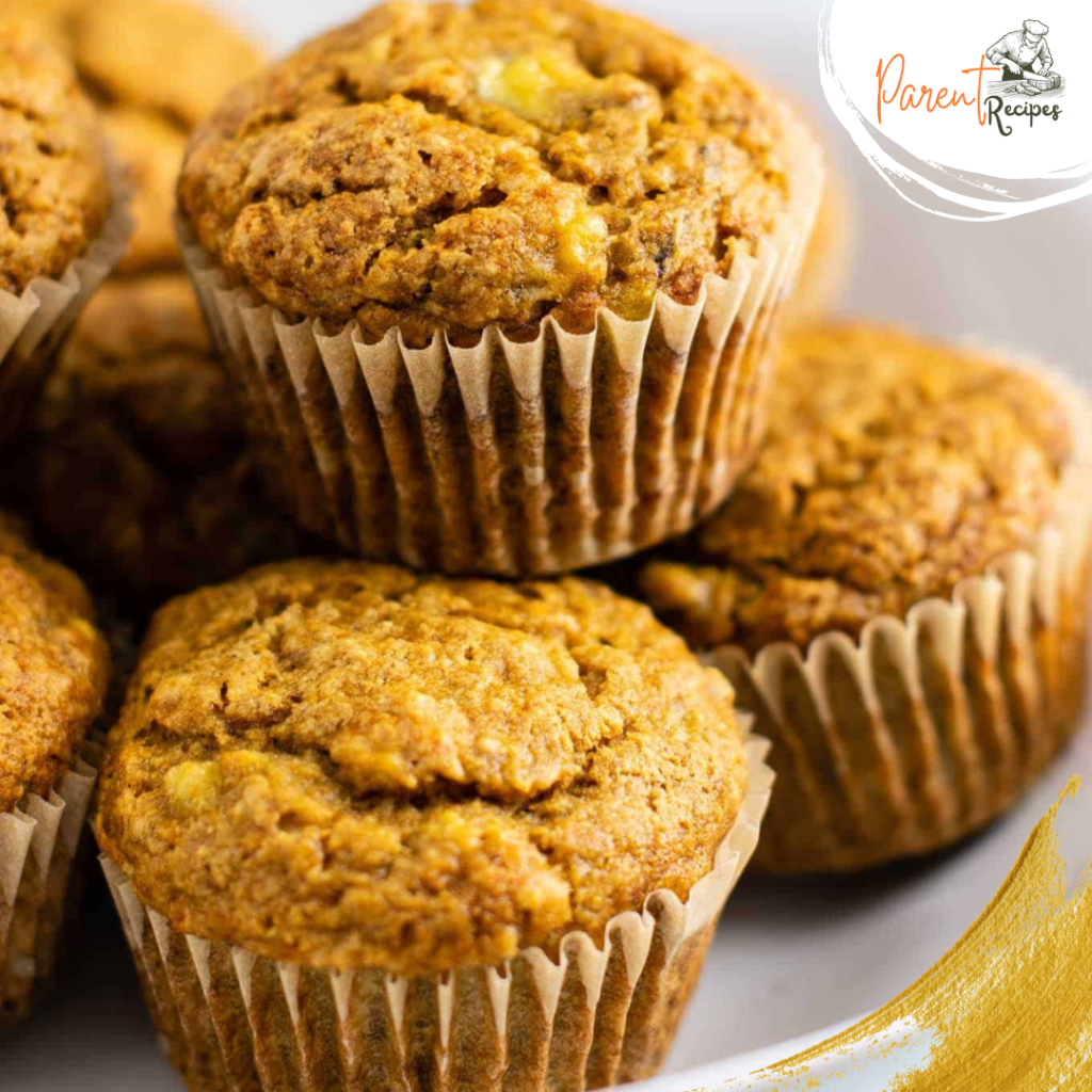 Close-up of a halved bran muffin with butter melting on top