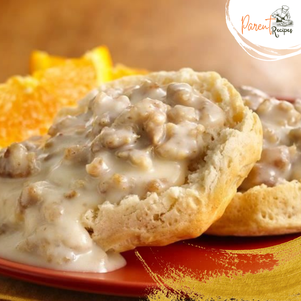 Plated best sausage gravy and biscuits with 6 Simple Tips for Making the Best Sausage Gravy and Biscuits displayed beside it.